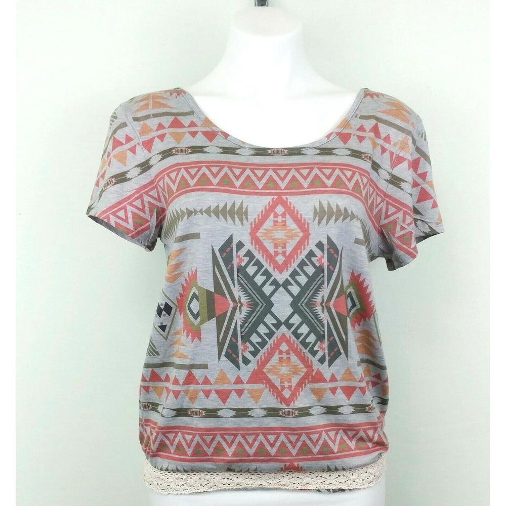 Threads Studio Women Shirt, Size Medium, gray, multi color, polyester, spandex‎